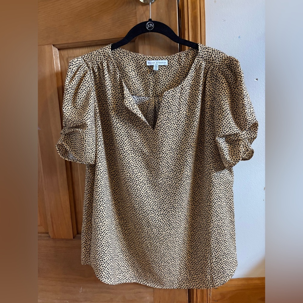 Cheetah print short sleeve blouse